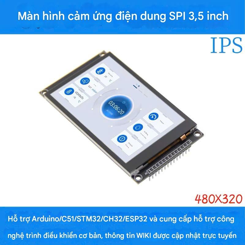 Mô-đun hiển thị màn hình cảm ứng điện dung TFT LCD cổng nối tiếp SPI 3,5 inch phiên bản IPS 320*480 màu đen