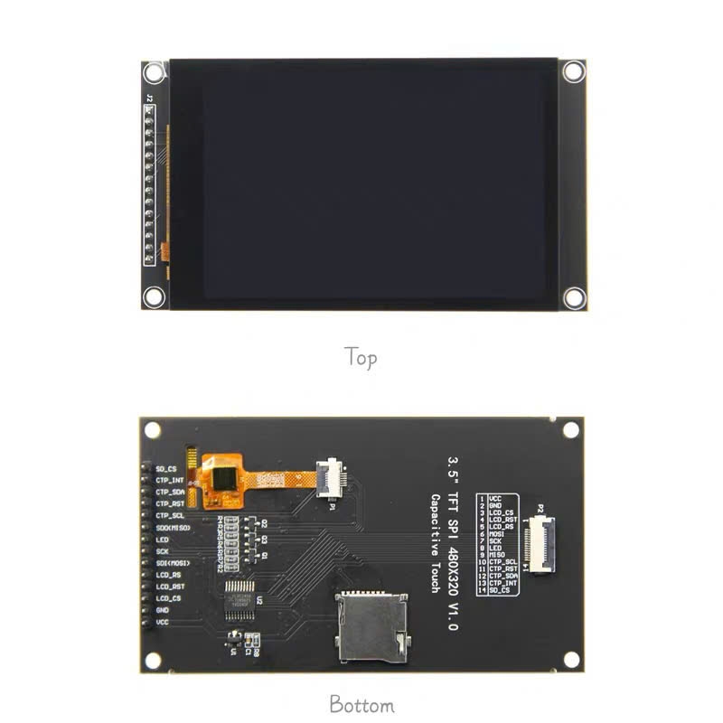Mô-đun hiển thị màn hình cảm ứng điện dung TFT LCD cổng nối tiếp SPI 3,5 inch phiên bản IPS 320*480 màu đen