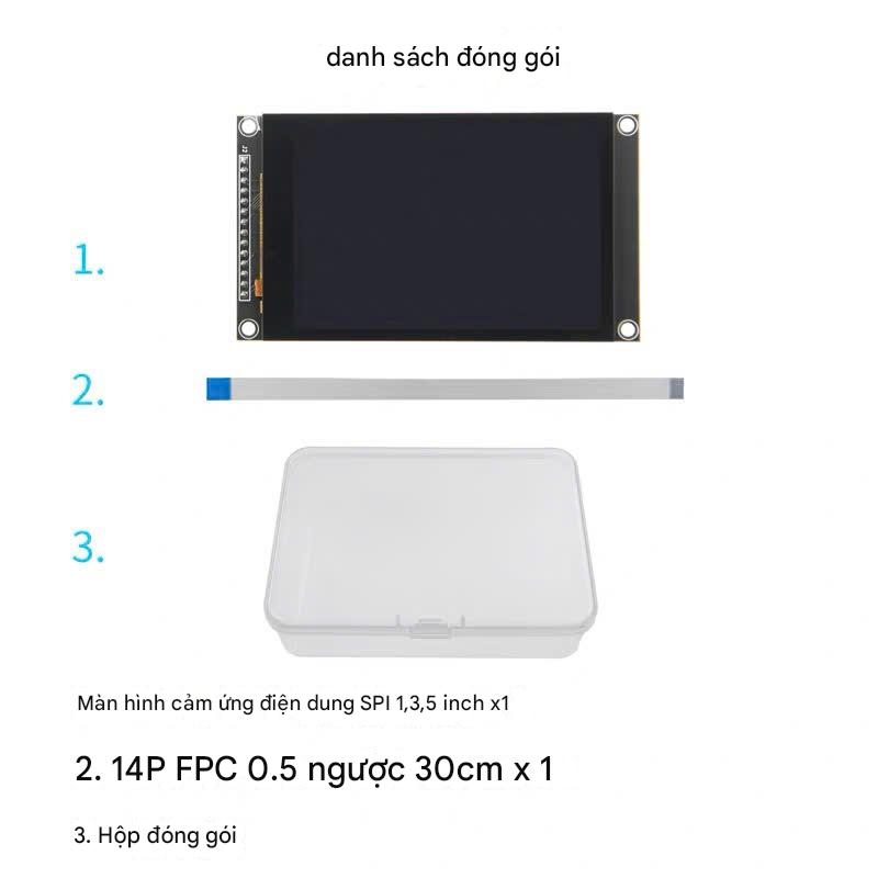 Mô-đun hiển thị màn hình cảm ứng điện dung TFT LCD cổng nối tiếp SPI 3,5 inch phiên bản IPS 320*480 màu đen