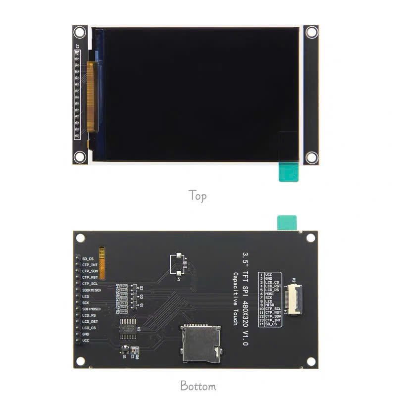 Mô-đun hiển thị màn hình cảm ứng điện dung TFT LCD cổng nối tiếp SPI 3,5 inch phiên bản IPS 320*480 màu đen