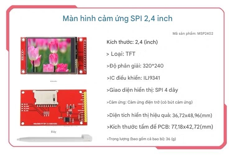 Mô-đun màn hình LCD cổng nối tiếp SPI màu cảm ứng TFT 2,2 inch/2,4 inch/2,8 inch/3,2 inch/3,5 inch/4,0 inch