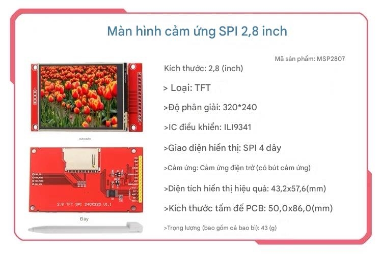 Mô-đun màn hình LCD cổng nối tiếp SPI màu cảm ứng TFT 2,2 inch/2,4 inch/2,8 inch/3,2 inch/3,5 inch/4,0 inch