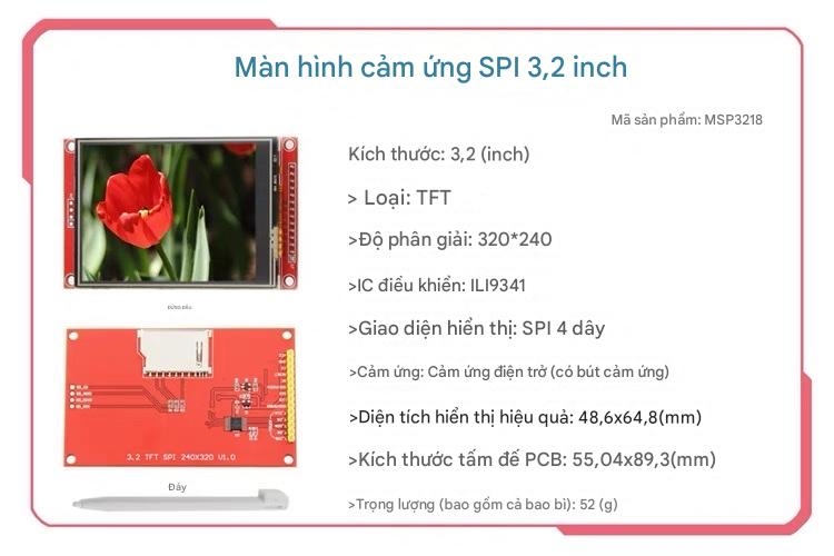 Mô-đun màn hình LCD cổng nối tiếp SPI màu cảm ứng TFT 2,2 inch/2,4 inch/2,8 inch/3,2 inch/3,5 inch/4,0 inch