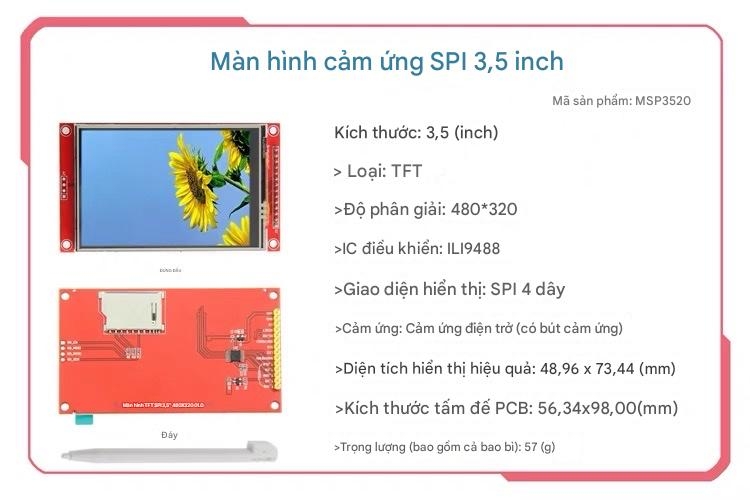 Mô-đun màn hình LCD cổng nối tiếp SPI màu cảm ứng TFT 2,2 inch/2,4 inch/2,8 inch/3,2 inch/3,5 inch/4,0 inch