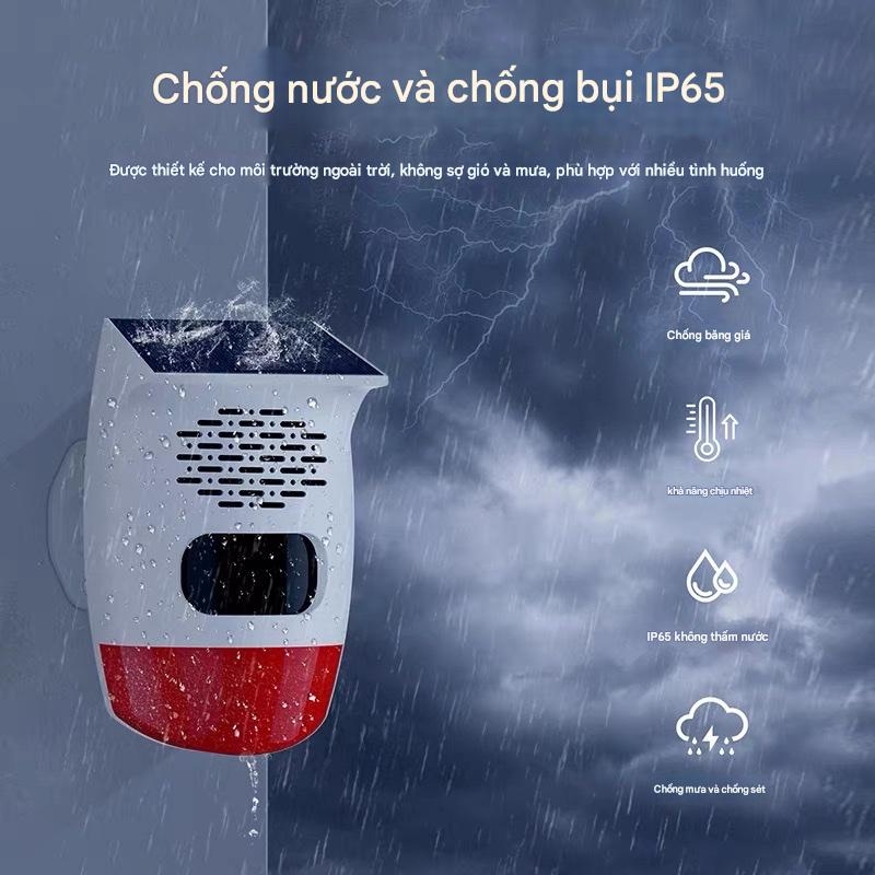 Báo động chống trộm cảm ứng hồng ngoại ngoài trời dùng năng lượng mặt trời, từ xa, dùng cho vườn cây ăn quả, ao cá, cắm trại, có giọng nói