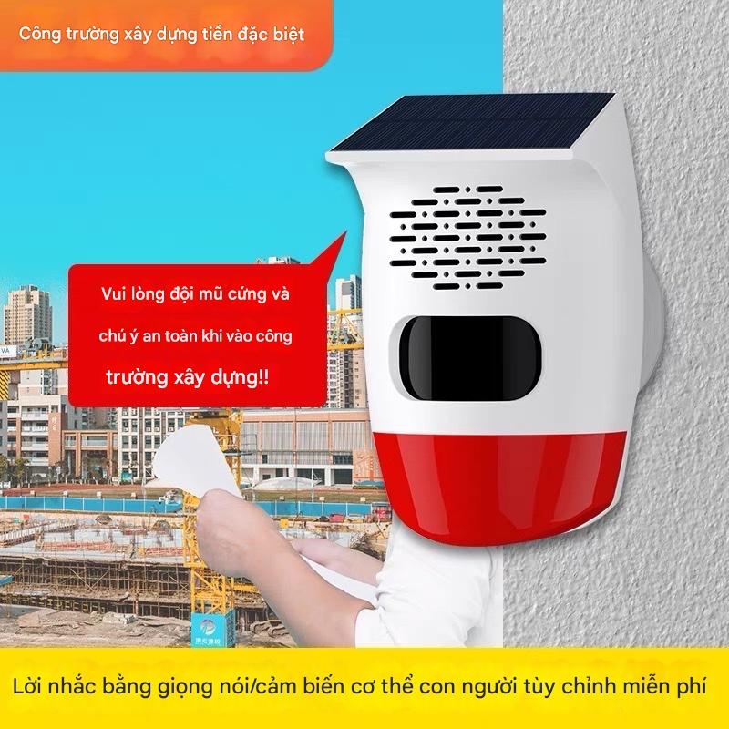 Báo động chống trộm cảm ứng hồng ngoại ngoài trời dùng năng lượng mặt trời, từ xa, dùng cho vườn cây ăn quả, ao cá, cắm trại, có giọng nói