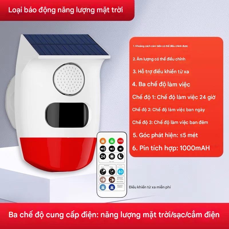 Báo động chống trộm cảm ứng hồng ngoại ngoài trời dùng năng lượng mặt trời, từ xa, dùng cho vườn cây ăn quả, ao cá, cắm trại, có giọng nói