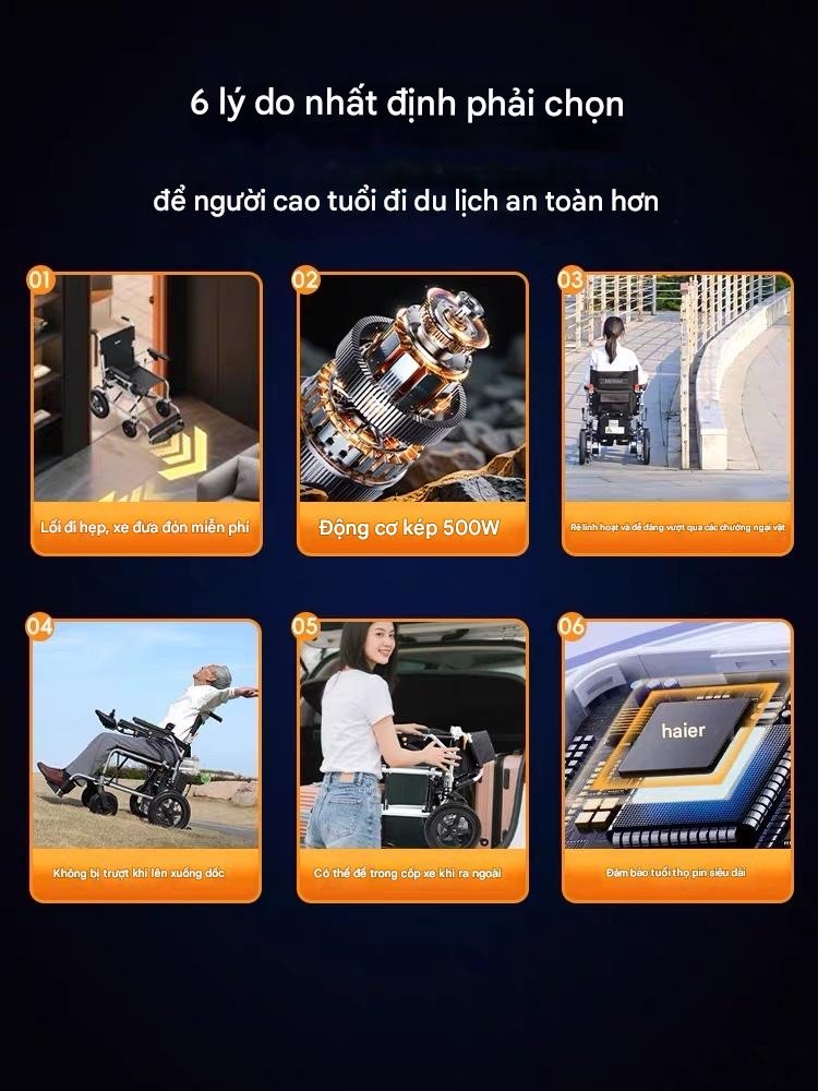 Xe lăn điện Haier – Pin axit chì 12Ah