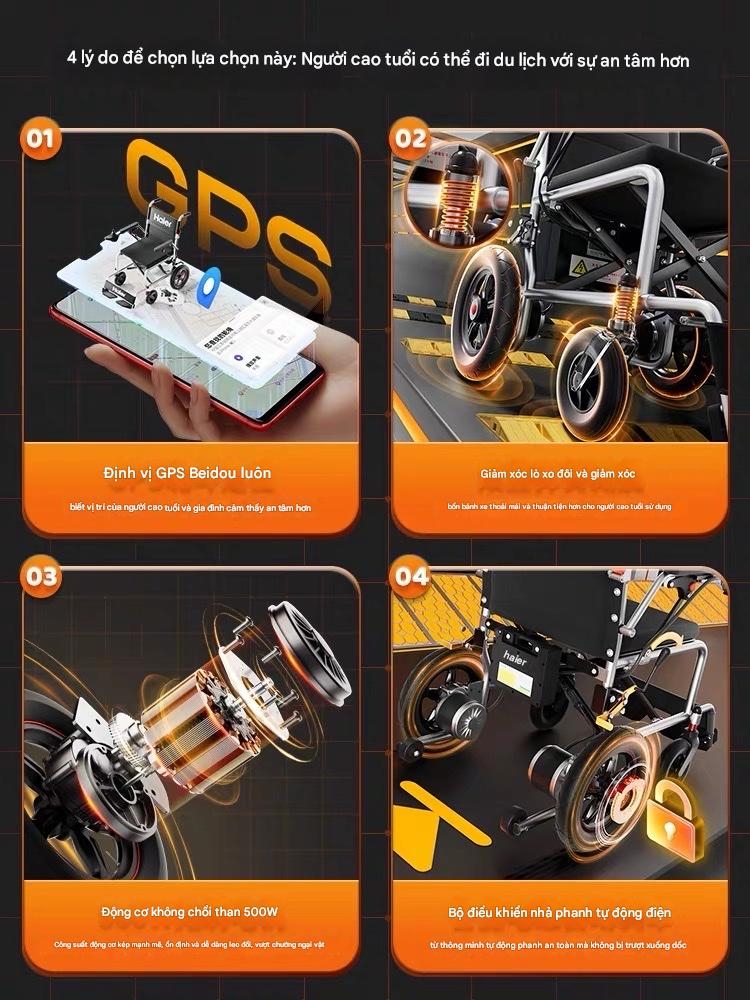 Xe lăn điện Haier – Pin lithium 30A