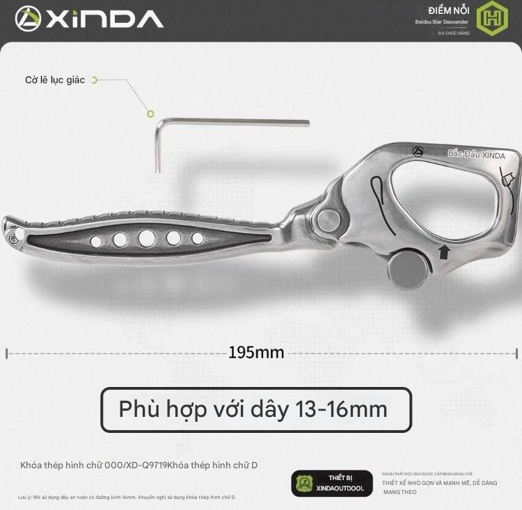 Thiết bị Xinda Beidouxing Descender là dụng cụ chuyên nghiệp dùng trong leo núi, làm việc trên cao, cứu hộ