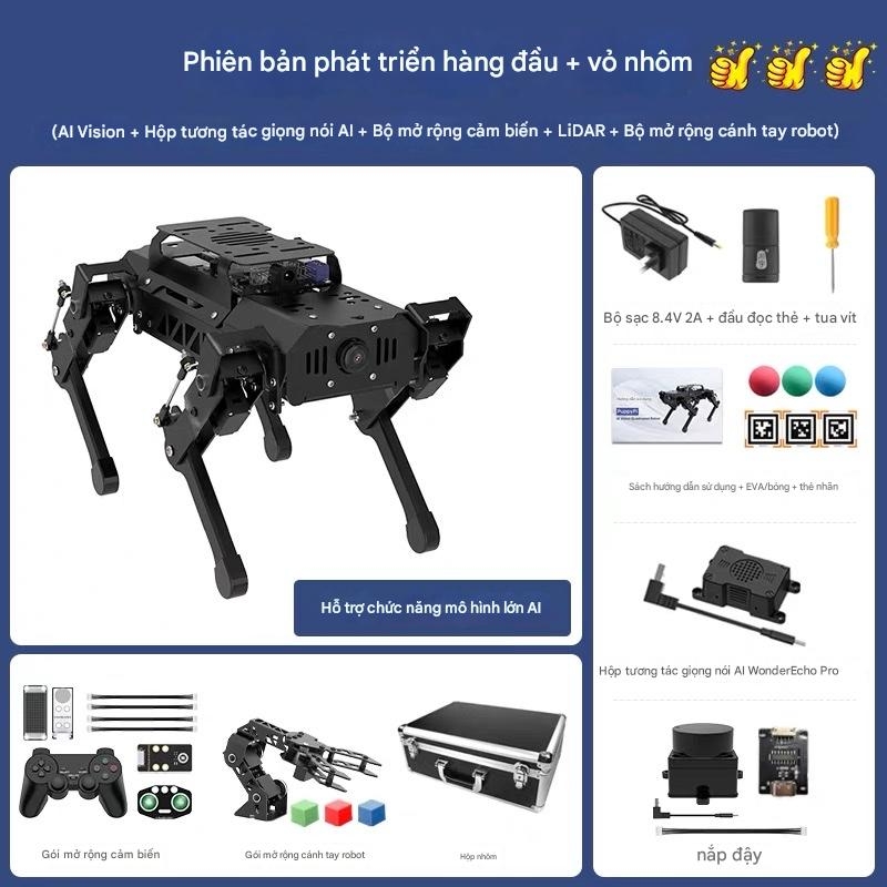 Chó Robot Huaner ROS Raspberry Pi Chó cơ khí bốn chân AI Vision Mô hình lớn Bionic Lập trình SLAM Lập bản đồ