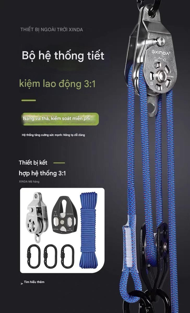 Bộ Ròng rọc Nâng Đa Năng Tự Khóa Ngoài trời XINDA (XINDA Outdoor Equipment).