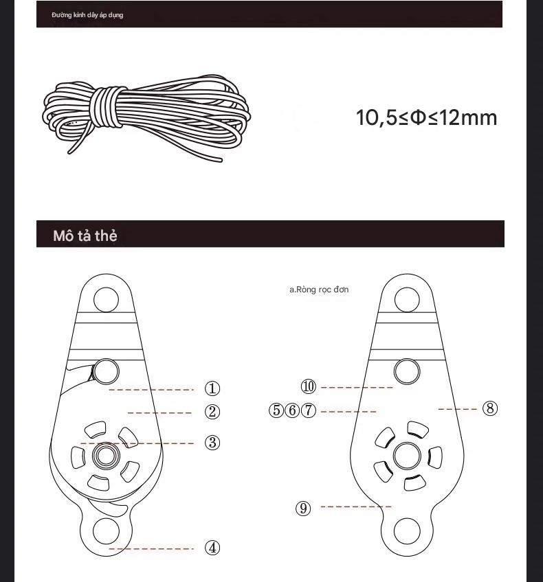 Bộ Ròng rọc Nâng Đa Năng Tự Khóa Ngoài trời XINDA (XINDA Outdoor Equipment).