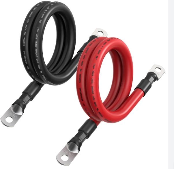 CẶP DÂY ĐIỆN SILICON MÀU ĐỎ + ĐEN 2AWG 35 MM2, DÀI 1,2 MÉT, SIÊU MỀM, CHỊU NHIỆT 200 ĐỘ C