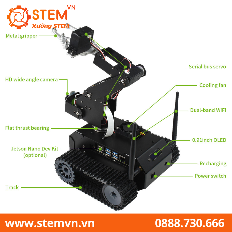 Robot AI JETANK đi kèm với Waveshare Jetson Nano Dev Kit