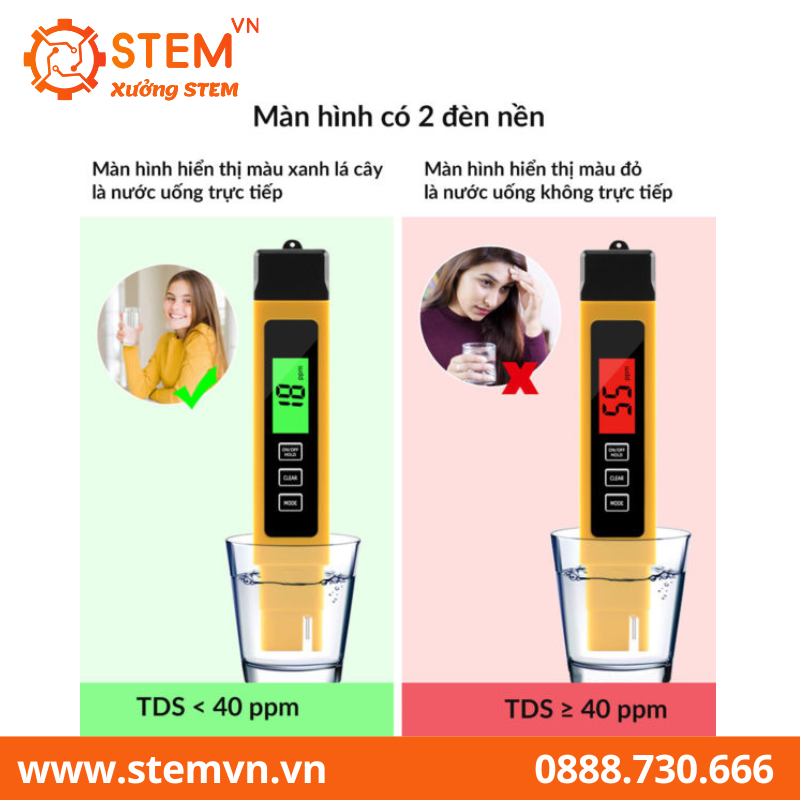 Bút kiểm tra chất lượng nước TDS - EC và nhiệt độ của nước 3 trong 1