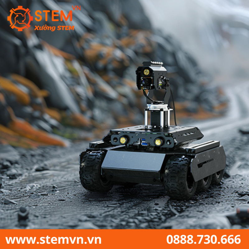 Robot AI 6 bánh 4WD dành cho bo mạch Raspberry Pi 4B hoặc Pi 5