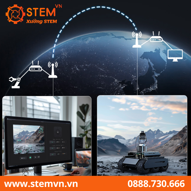 Robot AI 6 bánh 4WD dành cho bo mạch Raspberry Pi 4B hoặc Pi 5