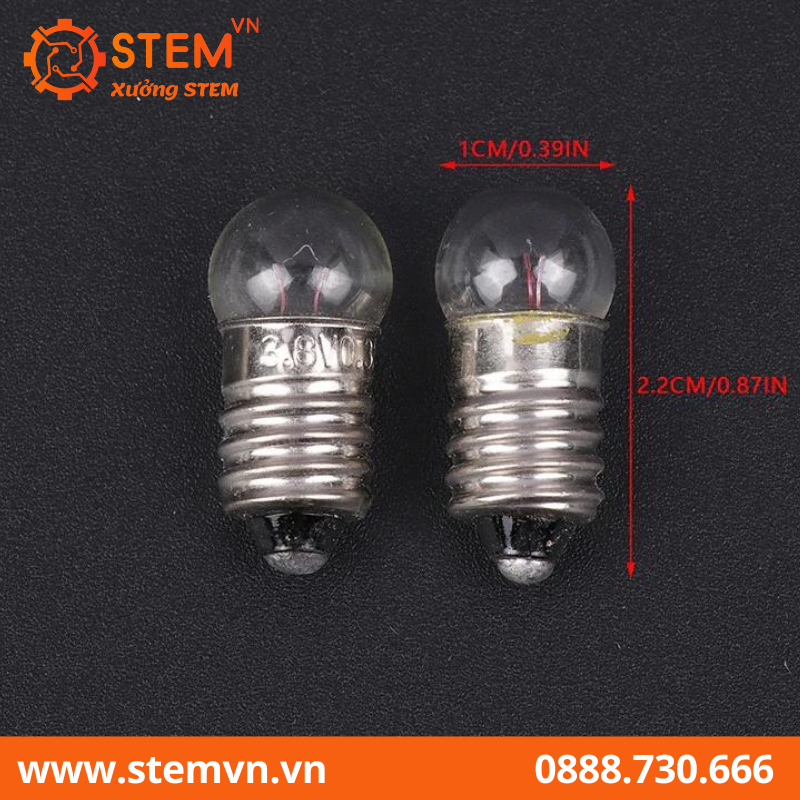 Set 25 Bóng Đèn Tròn 1.5V 3.8V Dùng Trong Thí Nghiệm Vật Lý