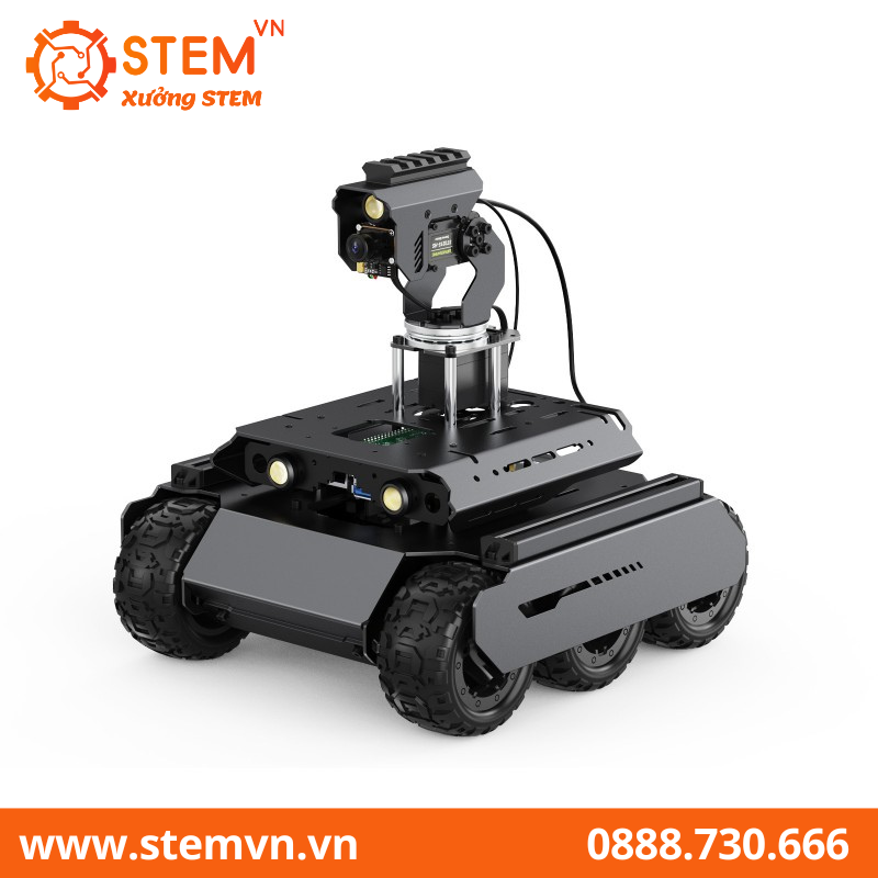 Robot AI 6 bánh 4WD dành cho bo mạch Raspberry Pi 4B hoặc Pi 5