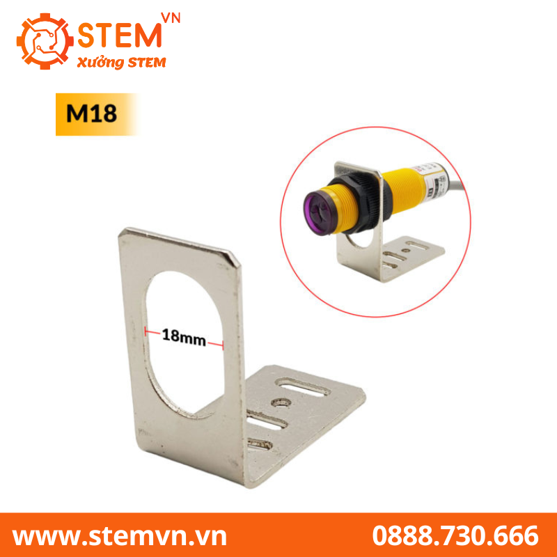 Gá đỡ cảm biến vật cản Hồng ngoại Tiệm cận vuông góc M18