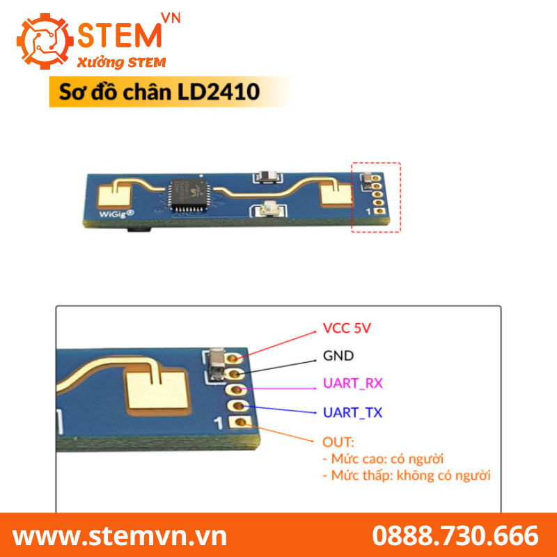 Cảm biến hiện diện con người HLK-LD2410B 5V Radar 24GHz