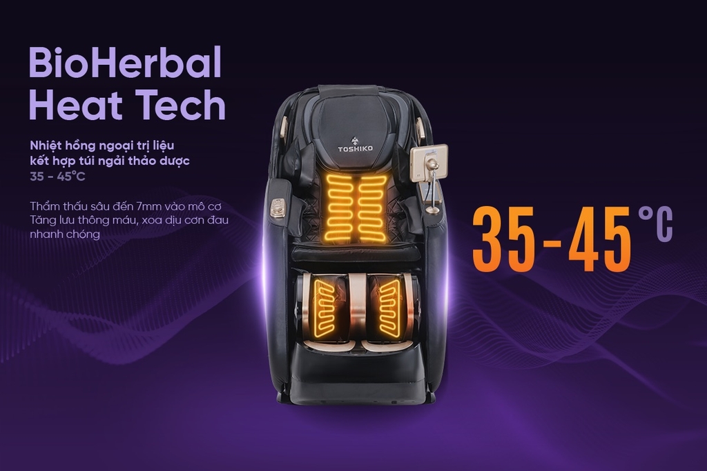Ghế massage Sóng Âm Trị Liệu Con lăn 4D Toshiko T95 Pro