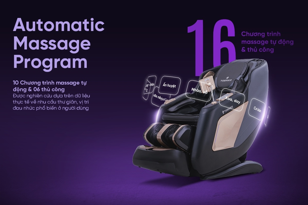 Ghế massage Sóng Âm Trị Liệu Con lăn 4D Toshiko T95 Pro