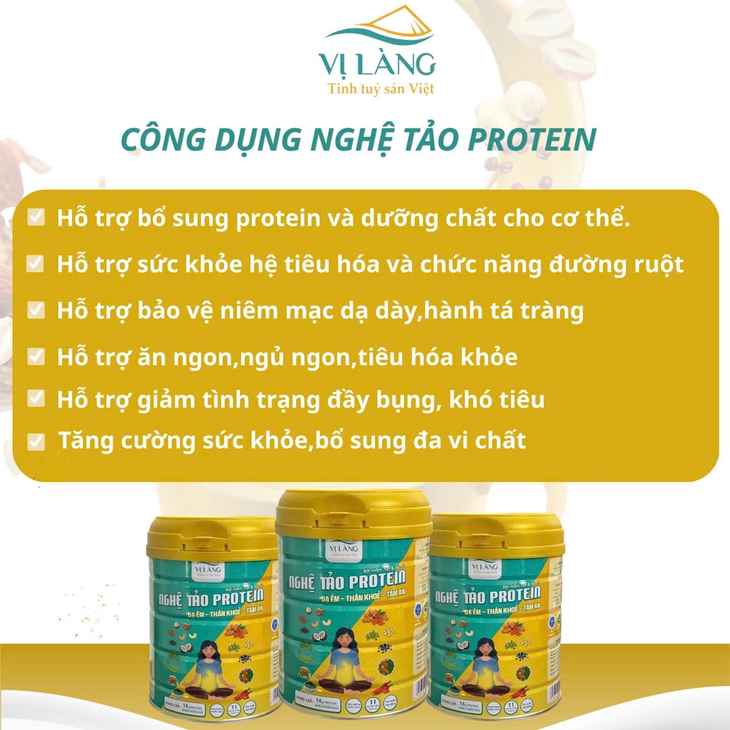 Nghệ Tảo Protein Đậu & Hạt Vị Làng 650G Hỗ Trợ Tiêu Hóa, Bổ Sung Protein Thực Vật, Thay Thế Bữa Ăn