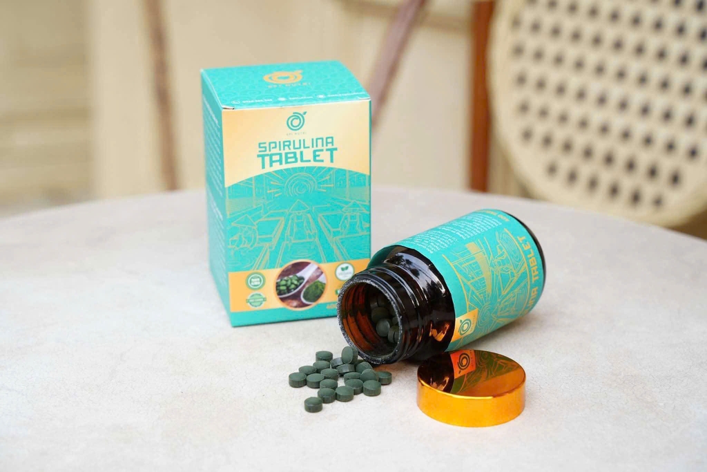 VIÊN NÉN TẢO XOẮN SPIRULINA NGUYÊN CHẤT SPINUTRI LỌ 400 VIÊN