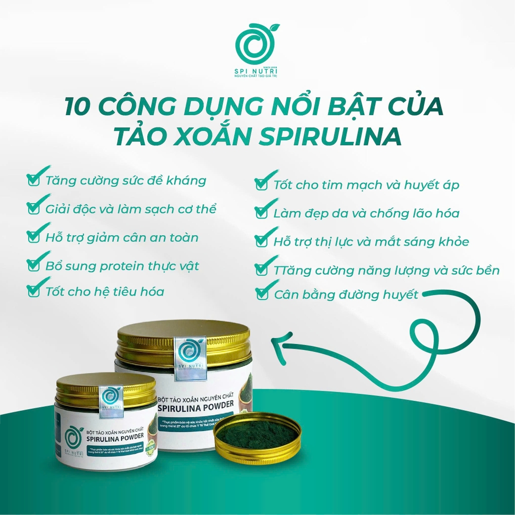 BỘT TẢO XOẮN SPIRULINA NGUYÊN CHẤT SẤY LẠNH 100G