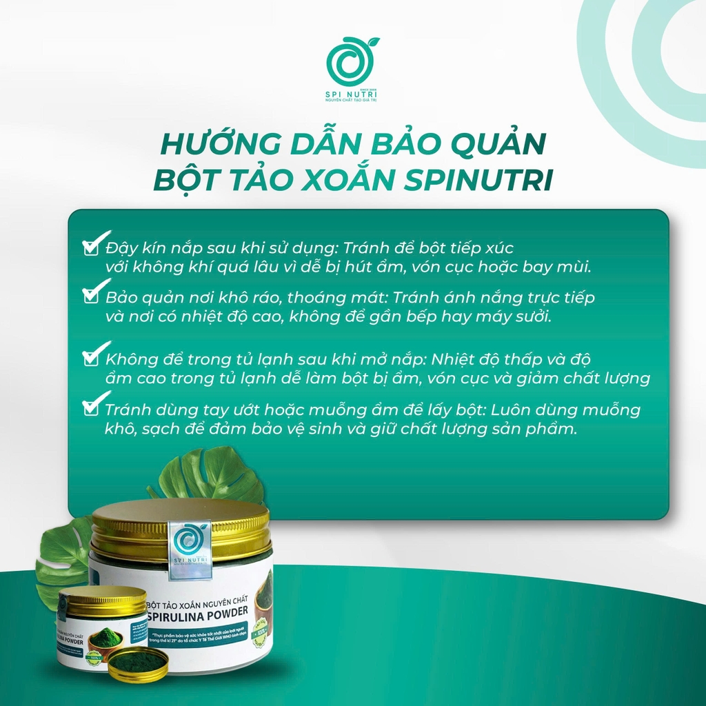BỘT TẢO XOẮN SPIRULINA NGUYÊN CHẤT SẤY LẠNH 100G