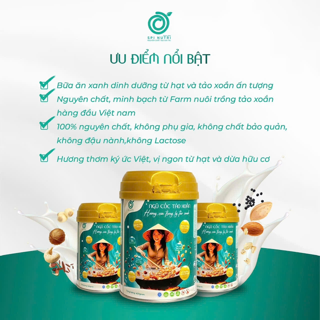 BỘT NGŨ CỐC TẢO XOẮN HẠT NẢY MẦM SPINUTRI 400G
