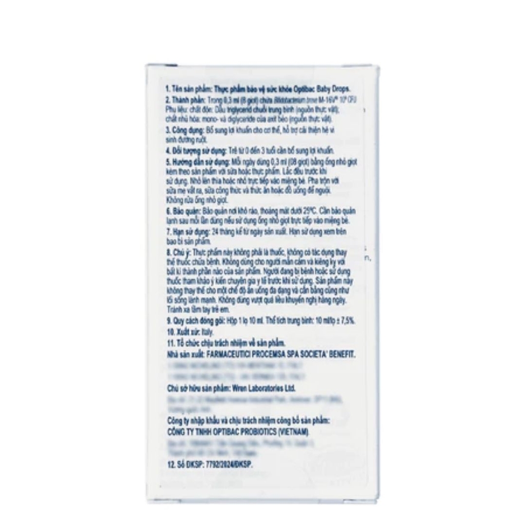 Men Vi Sinh Optibac Probiotics Baby Drops (Dạng Giọt, Hỗ Trợ Tiêu Hóa, Giảm Colic cho Trẻ Sơ Sinh)