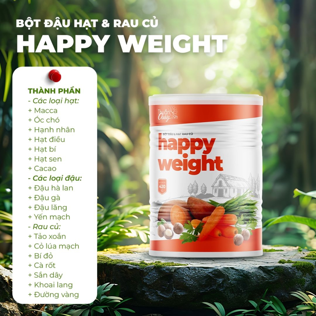 Bột Đậu Hạt Rau Củ Happy Weight Thuần Chay Tâm An - Tăng Cân, Cơ Săn Chắc
