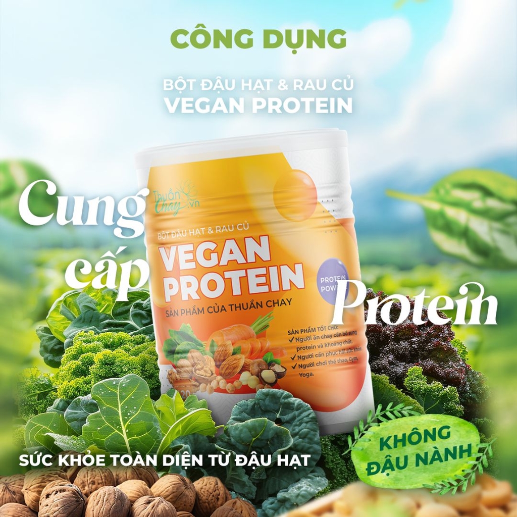 Bột Vegan Protein Thuần Chay Tâm An - Hỗ Trợ Xây Dựng Cơ Bắp, Bồi Bổ Sức Khỏe