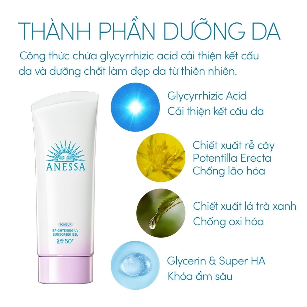 Gel Chống Nắng Nâng Tông & Dưỡng Sáng Anessa Brightening UV Sunscreen Gel SPF50+ PA++++