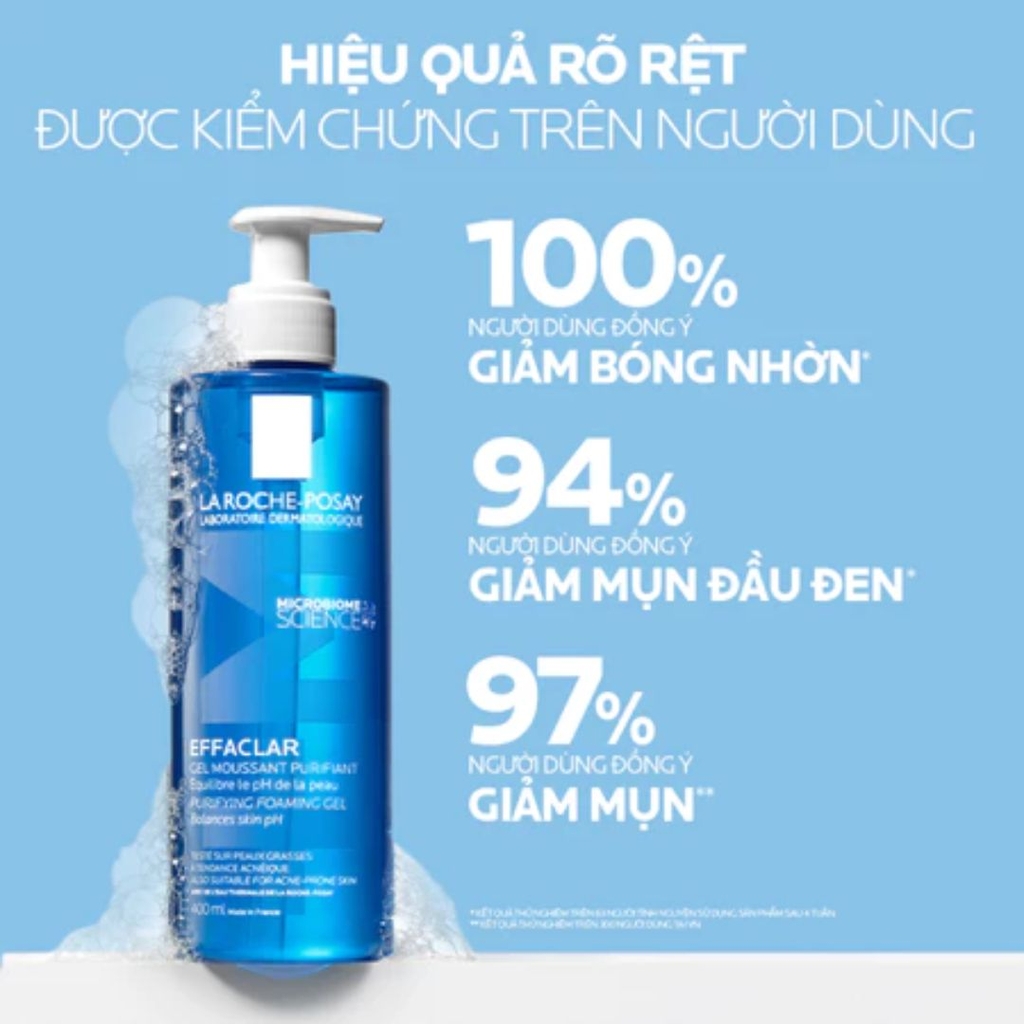Gel Rửa Mặt Sạch Sâu Cho Da Dầu La Roche-Posay Effaclar Purifying Foaming Gel +M