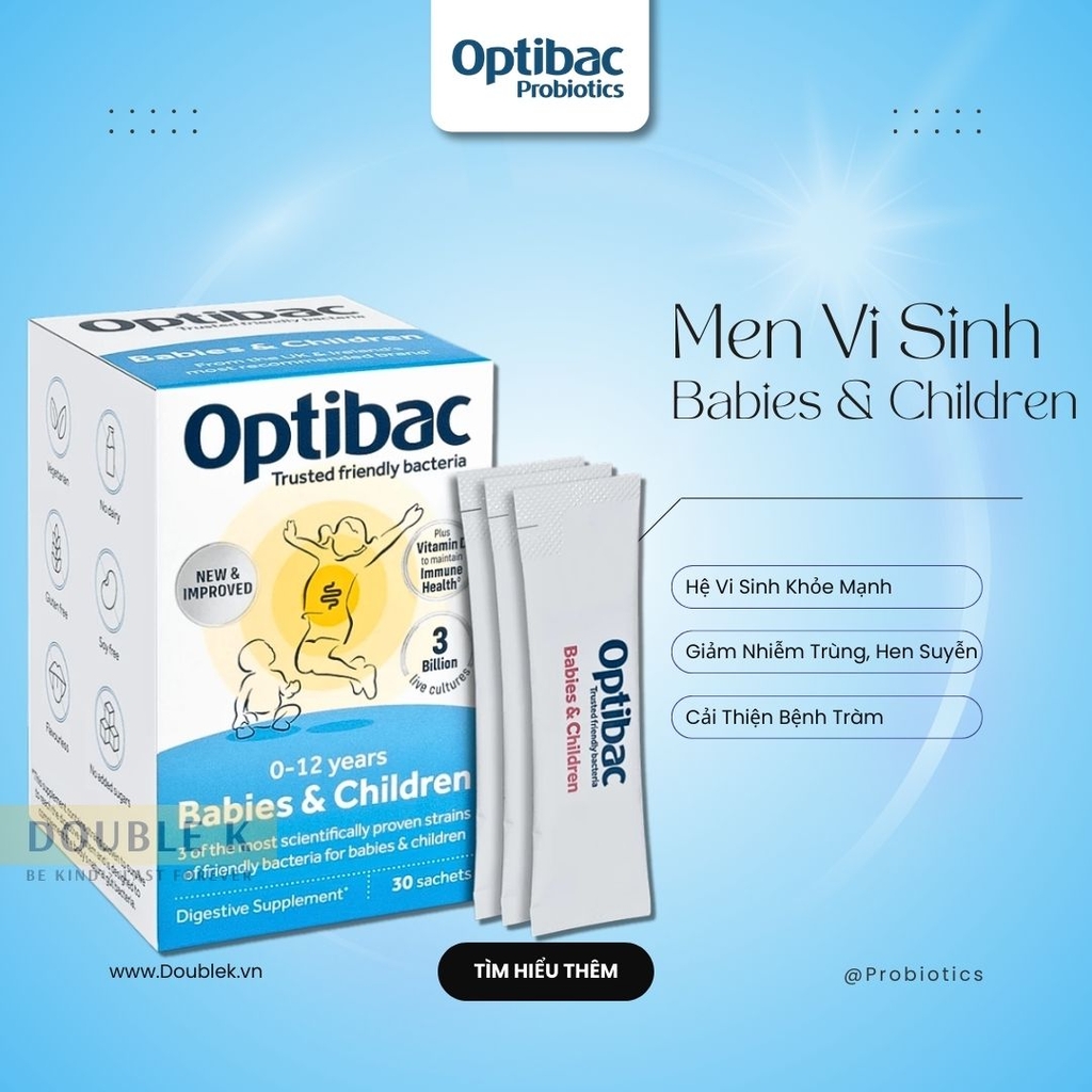 Men Vi Sinh Optibac Probiotics Babies & Children (3 Tỷ Lợi Khuẩn, FOS & Vitamin D3)