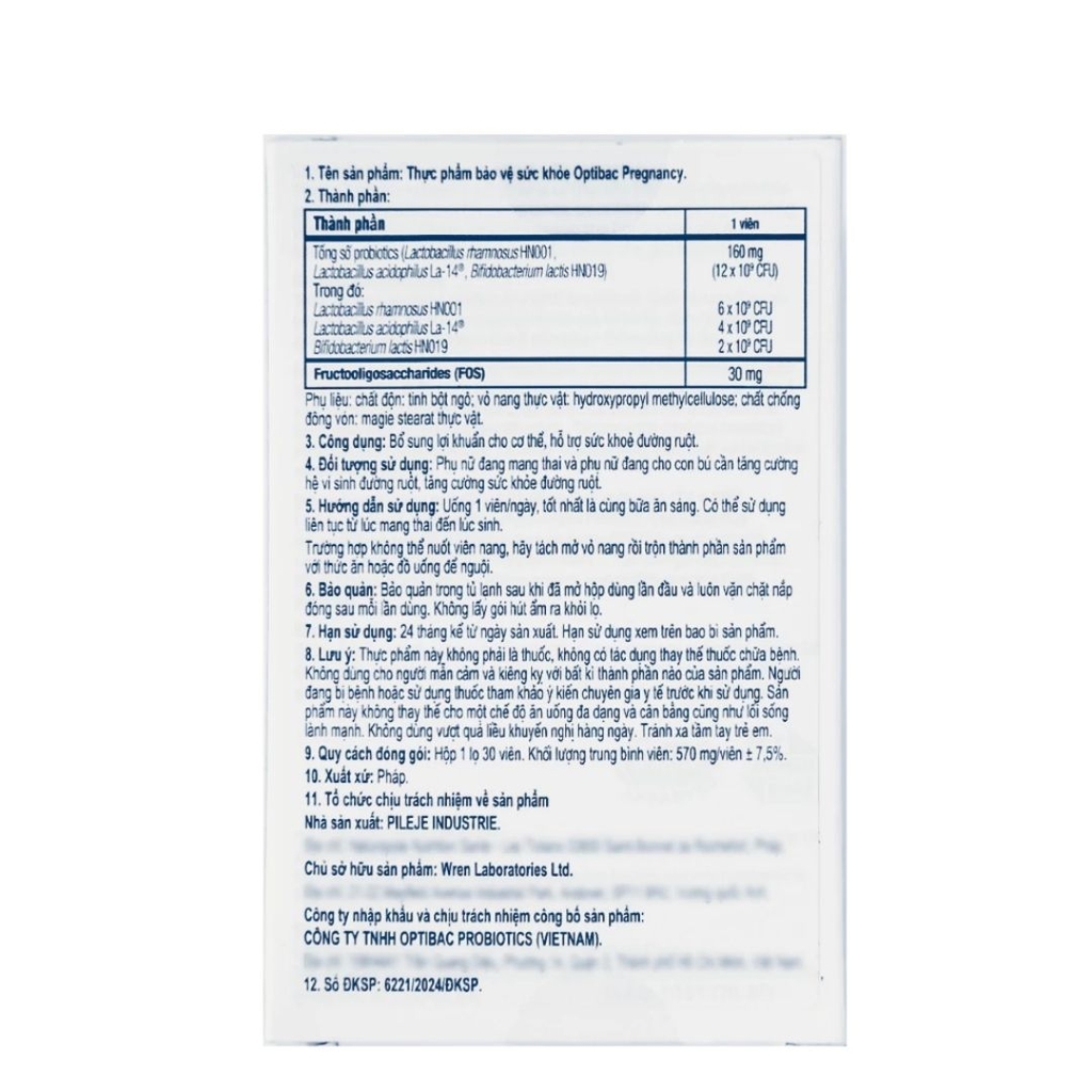 Men Vi Sinh Optibac Probiotics Pregnancy (12 Tỷ Lợi Khuẩn, Hỗ Trợ Mẹ Bầu & Sau Sinh)