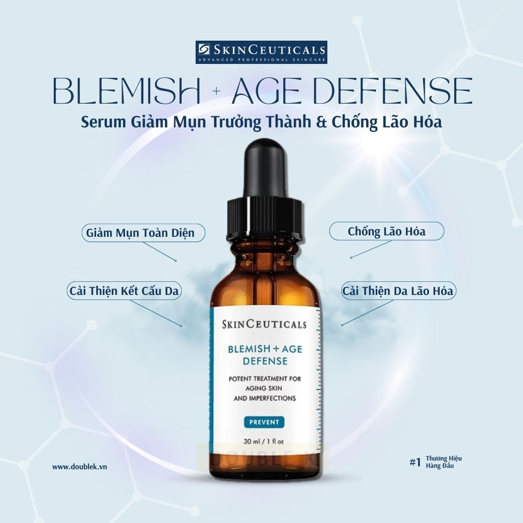 SkinCeuticals Blemish + Age Defense - Serum Giảm Mụn Trưởng Thành & Chống Lão Hóa (Axit Dioic 2% & Salicylic Acid)
