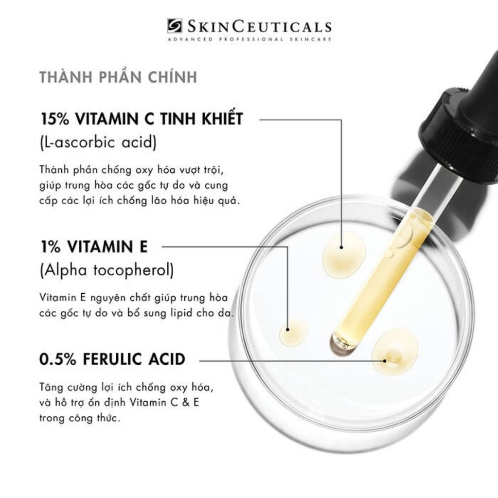 SkinCeuticals C E Ferulic® - Tinh Chất Chống Oxy Hóa Đột Phá (Vitamin C 15%, E 1%, Ferulic 0.5%)
