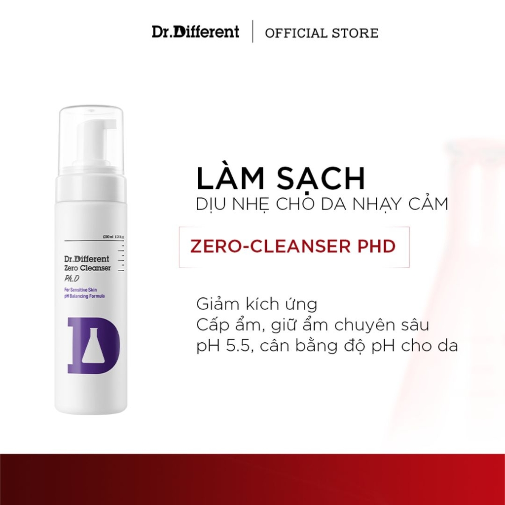Sữa Rửa Mặt Dịu Nhẹ Dr.Different Zero Cleanser PhD