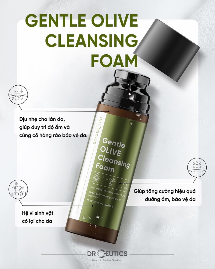 Sữa Rửa Mặt Tạo Bọt DrCeutics Gentle Olive Cleansing Foam