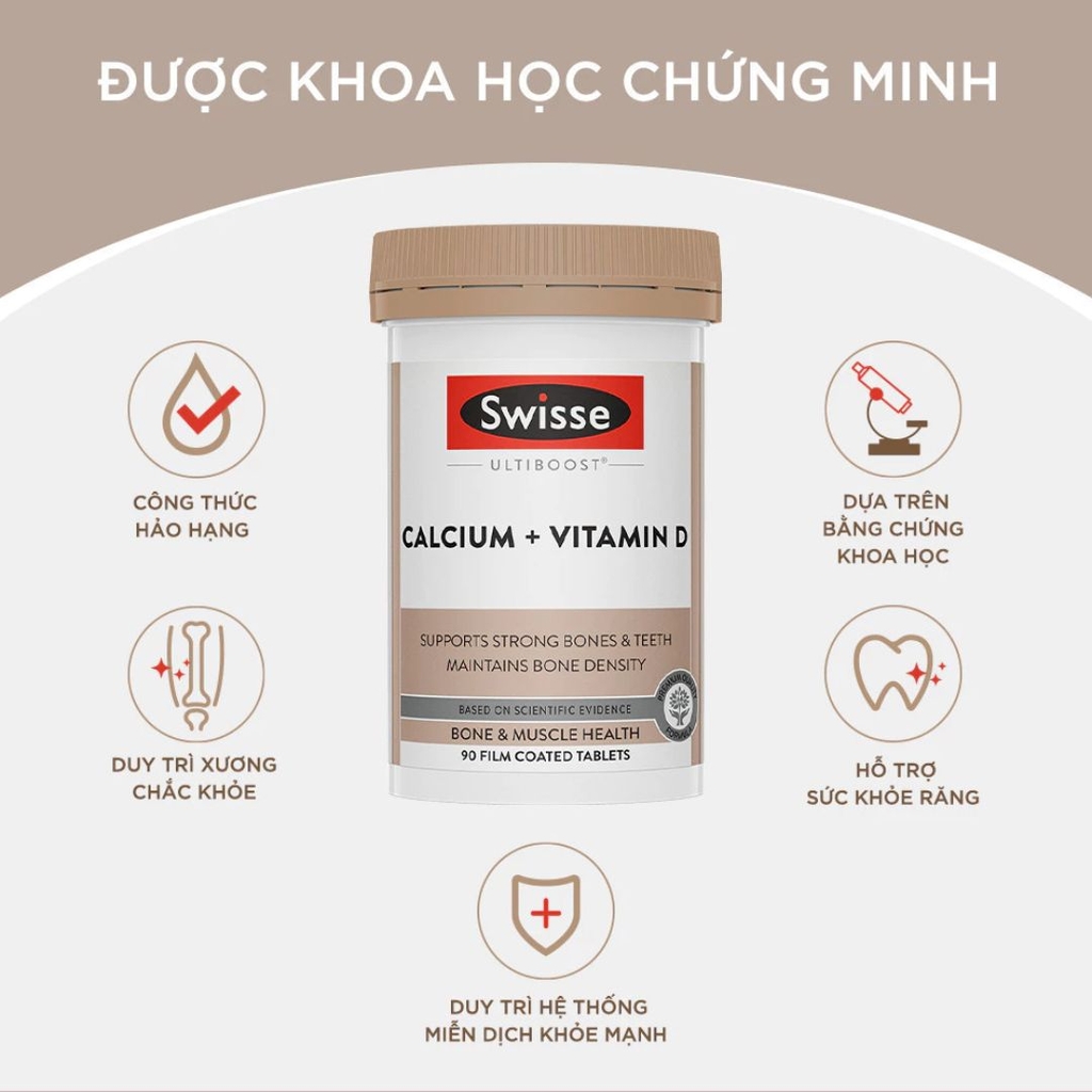 Swisse Calcium + D3: Hỗ Trợ Xương, Răng Chắc Khỏe, Ngừa Loãng Xương