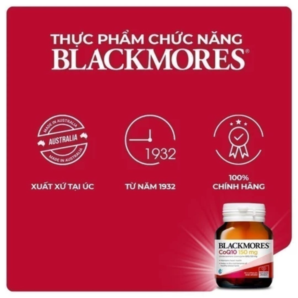 Viên Uống Blackmores CoQ10 150mg (Hỗ Trợ Sức Khỏe Tim Mạch & Năng Lượng)