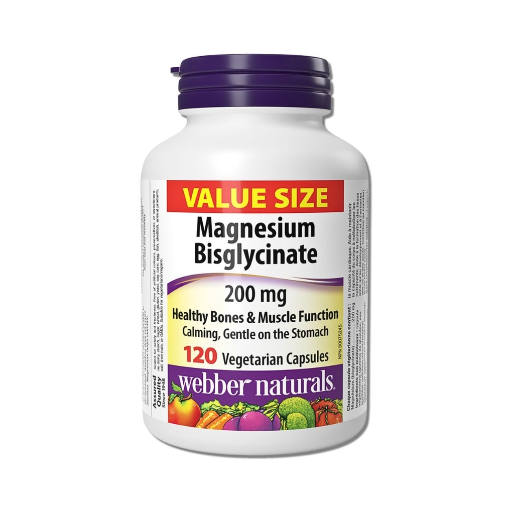 Viên Uống bổ Sung Magie Webber Naturals Magnesium Bisglycinate 200mg