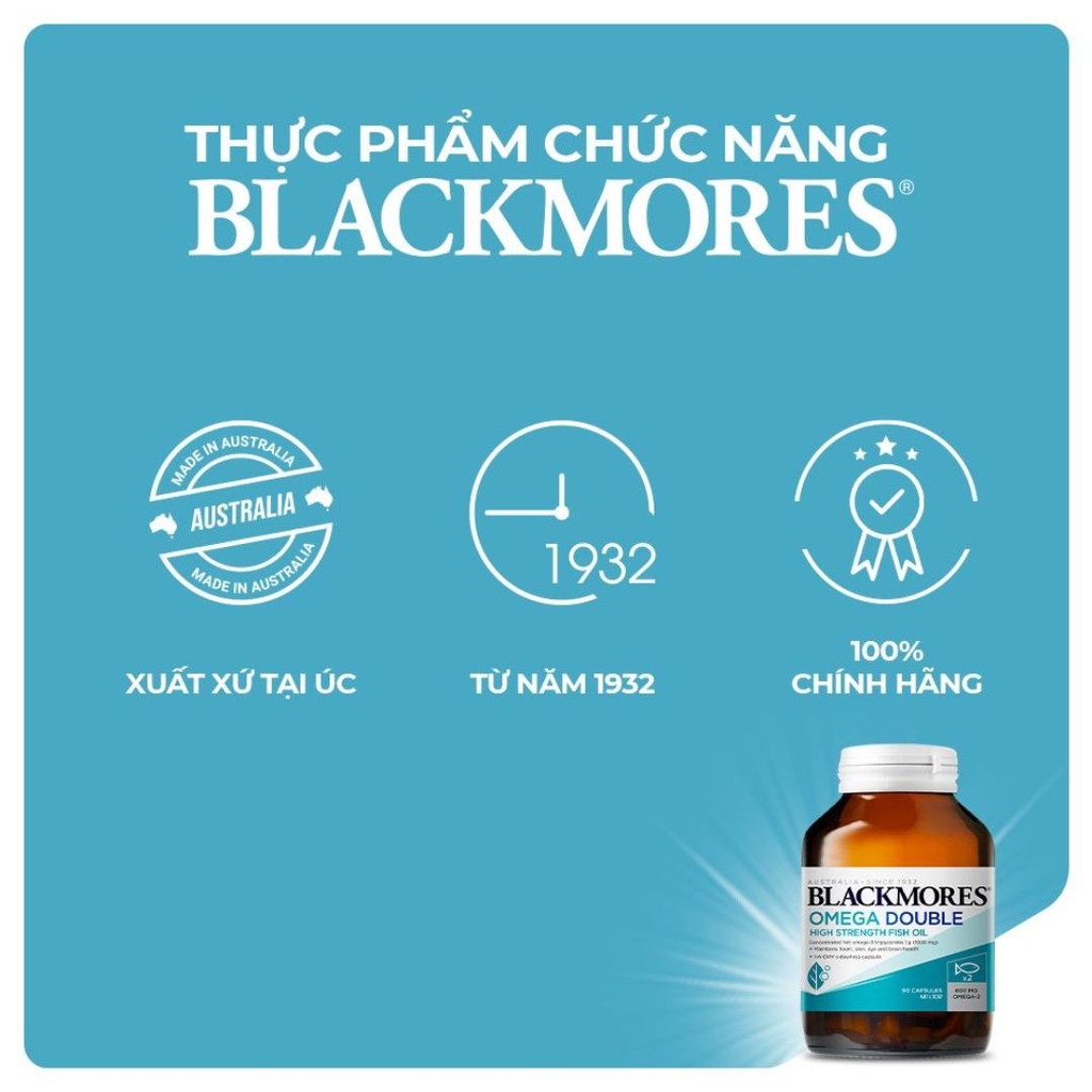 Viên Uống Dầu Cá Blackmores Omega Double (Hàm Lượng Omega-3 Gấp Đôi, Hỗ Trợ Não & Mắt)