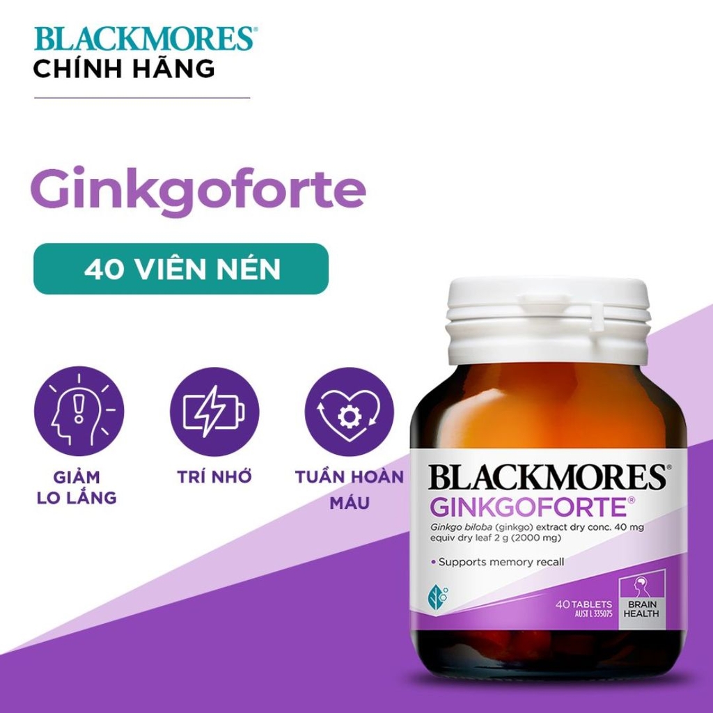 Viên Uống Tăng Cường Trí Nhớ Blackmores GinkgoForte (Cao Bạch Quả 2000mg)
