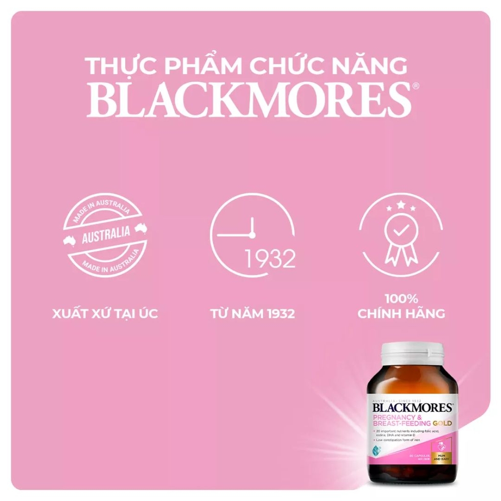 Vitamin Tổng Hợp Blackmores Pregnancy & Breast-Feeding Gold (DHA, Iốt, Axit Folic)